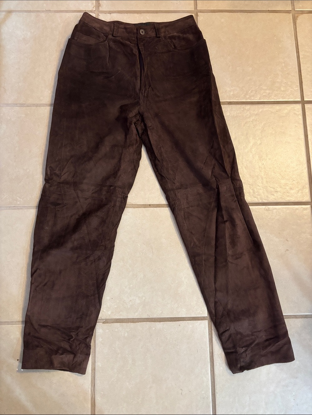 Bushwacker VINTAGE genuine suede leather chocolate brown boho pants 10